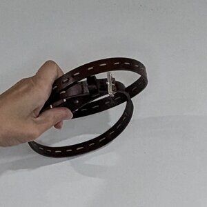 *3/$10* Pleather Skinny Belt with Stitching Brown Beige